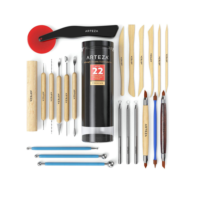 Pottery Tools & Clay Sculpting Tools | Set of 22 Pieces in PET Storage Tube