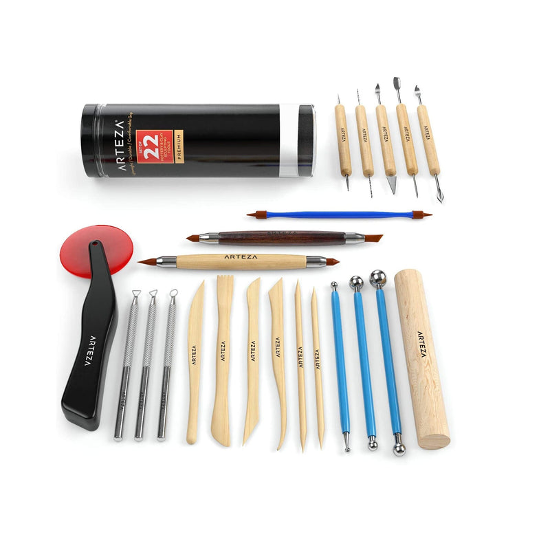 Pottery Tools & Clay Sculpting Tools | Set of 22 Pieces in PET Storage Tube