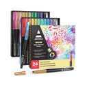 Real Brush Pens with Glitter | 24 Colours | Blendable Watercolour Pens