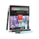 Real Brush Pens | Set of 12 | Magic Tones | Blendable Watercolor Markers and 1 Water Brush