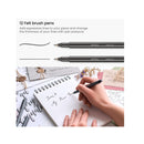 Felt-Tip Brush Pens | Set of 12 Nontoxic Black Marker Pens | Quick-Dry and Smear-Proof