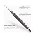 Felt-Tip Brush Pens | Set of 12 Nontoxic Black Marker Pens | Quick-Dry and Smear-Proof