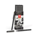 Black Felt Tip Pens | Pack of 12 | 1.0–1.5 mm Fiber Tip