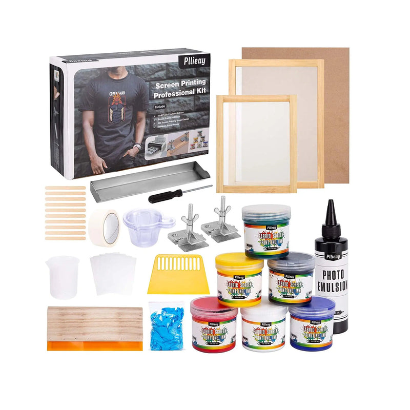 Complete Screen Printing Kit | 62 Pieces Includes Fabric Screen Printing Ink