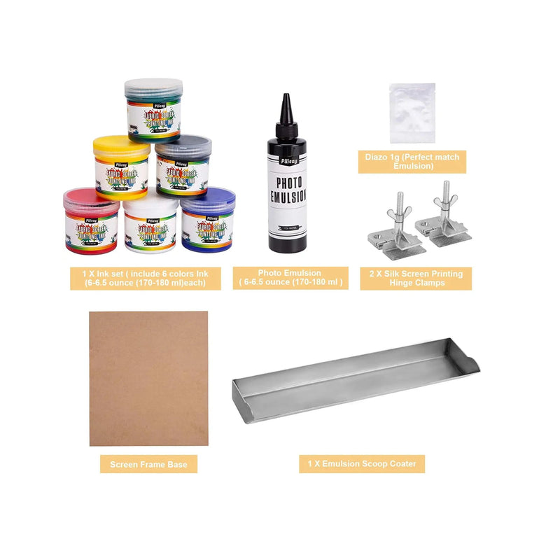 Complete Screen Printing Kit | 62 Pieces Includes Fabric Screen Printing Ink