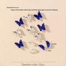 20 Pcs 3D Nail Art Decorations Butterfly Manicure Jewelry Blue Nail Rhinestones Transparent DIY Nail Art Manicure Accessories