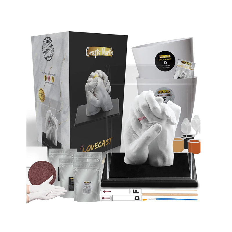 CraftsNorth Hand Casting DIY Kit for Couples | Complete kit with Acrylic Display, Wooden Base