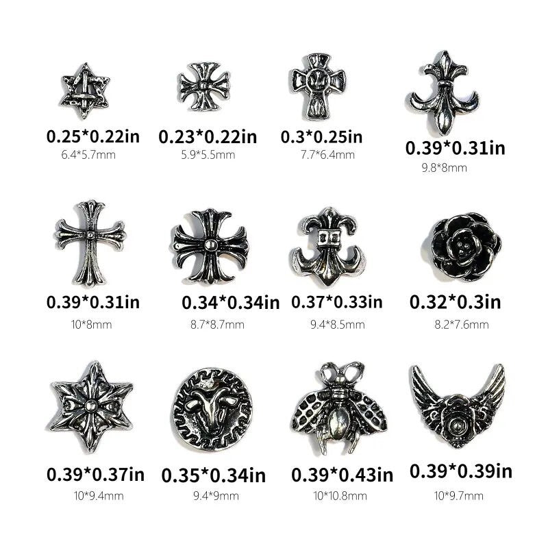 .com: 60 Pcs Cross Nail Art Charm Decoration Saturn Shape 3D Silver  Metal Cross Nail Charms Punk Vintage Nail Accessories for Women DIY Nail  Designs Supplies : Everything Else