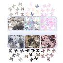 6 Grids Holographic Butterfly Nail Glitter Sequins 3D Manicure Decoration Shiny Flakes Slice Nail Art Supplies Professionals Accessories