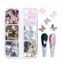 6 Grids Holographic Butterfly Nail Glitter Sequins 3D Manicure Decoration Shiny Flakes Slice Nail Art Supplies Professionals Accessories