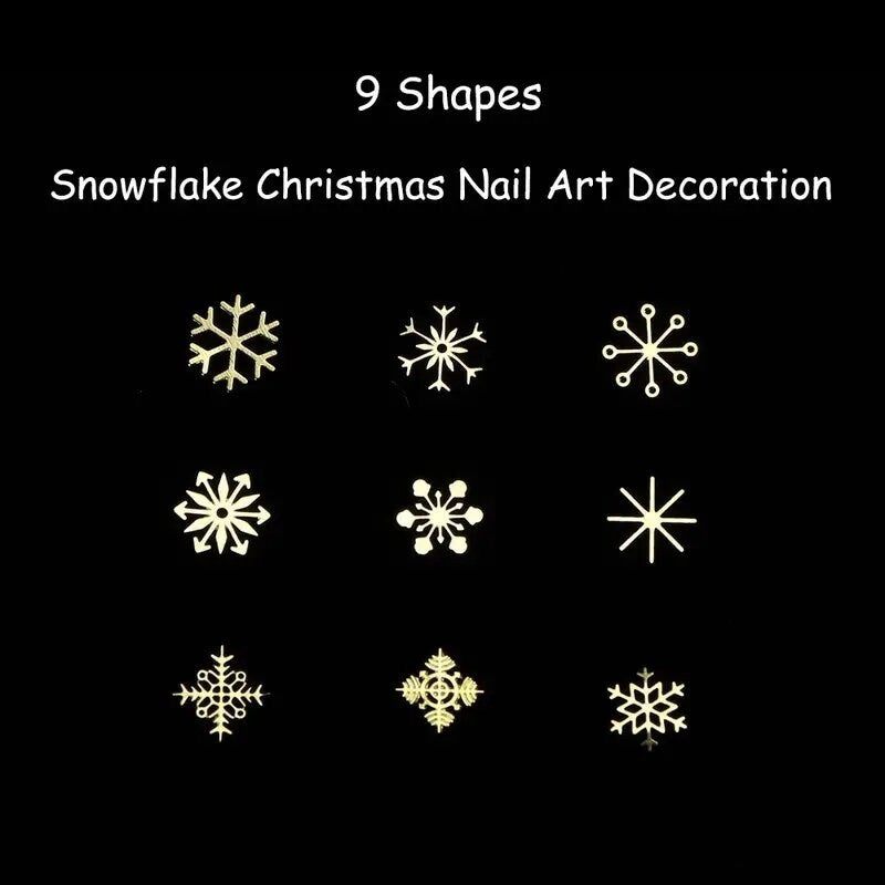 DIY Golden Snowflake Nail Art Glitter Christmas 3D Mixed Nail Metal Sequins Manicure New Year Decoration Decals