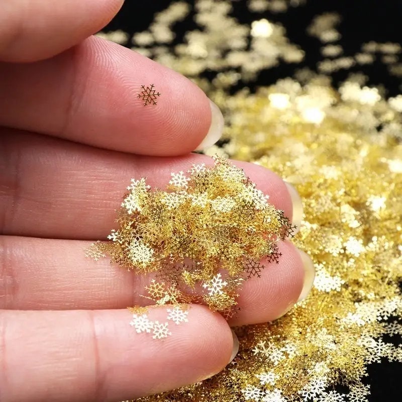 DIY Golden Snowflake Nail Art Glitter Christmas 3D Mixed Nail Metal Sequins Manicure New Year Decoration Decals