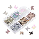 6 Grids Holographic Butterfly Nail Glitter Sequins 3D Manicure Decoration Shiny Flakes Slice Nail Art Supplies Professionals Accessories