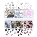 6 Grids Holographic Butterfly Nail Glitter Sequins 3D Manicure Decoration Shiny Flakes Slice Nail Art Supplies Professionals Accessories