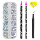 Rhinestone Nail Art Decoration | Nail Rhinestones With Rhinestone Picker Dotting Wax Pen Tweezer Pencil Sharpener Set | Punk Gothic Fashion