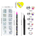 Rhinestone Nail Art Decoration | Nail Rhinestones With Rhinestone Picker Dotting Wax Pen Tweezer Pencil Sharpener Set | Punk Gothic Fashion