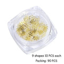 DIY Golden Snowflake Nail Art Glitter Christmas 3D Mixed Nail Metal Sequins Manicure New Year Decoration Decals