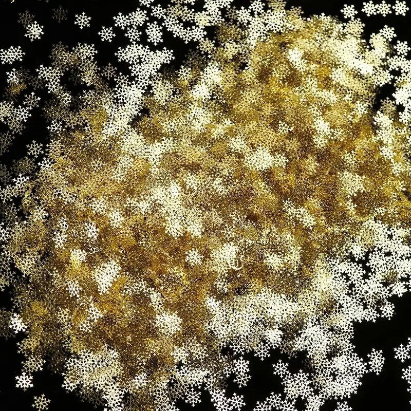 DIY Golden Snowflake Nail Art Glitter Christmas 3D Mixed Nail Metal Sequins Manicure New Year Decoration Decals
