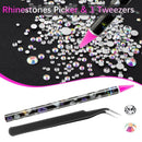 Rhinestone Nail Art Decoration | Nail Rhinestones With Rhinestone Picker Dotting Wax Pen Tweezer Pencil Sharpener Set | Punk Gothic Fashion