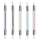 5Pcs Nail Art Sculpture Pen Dual Tipped Silicone Nail Tool Rhinestone Nail Polish Carving Pen Rubber Tip Nail Brushes