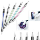 5Pcs Nail Art Sculpture Pen Dual Tipped Silicone Nail Tool Rhinestone Nail Polish Carving Pen Rubber Tip Nail Brushes
