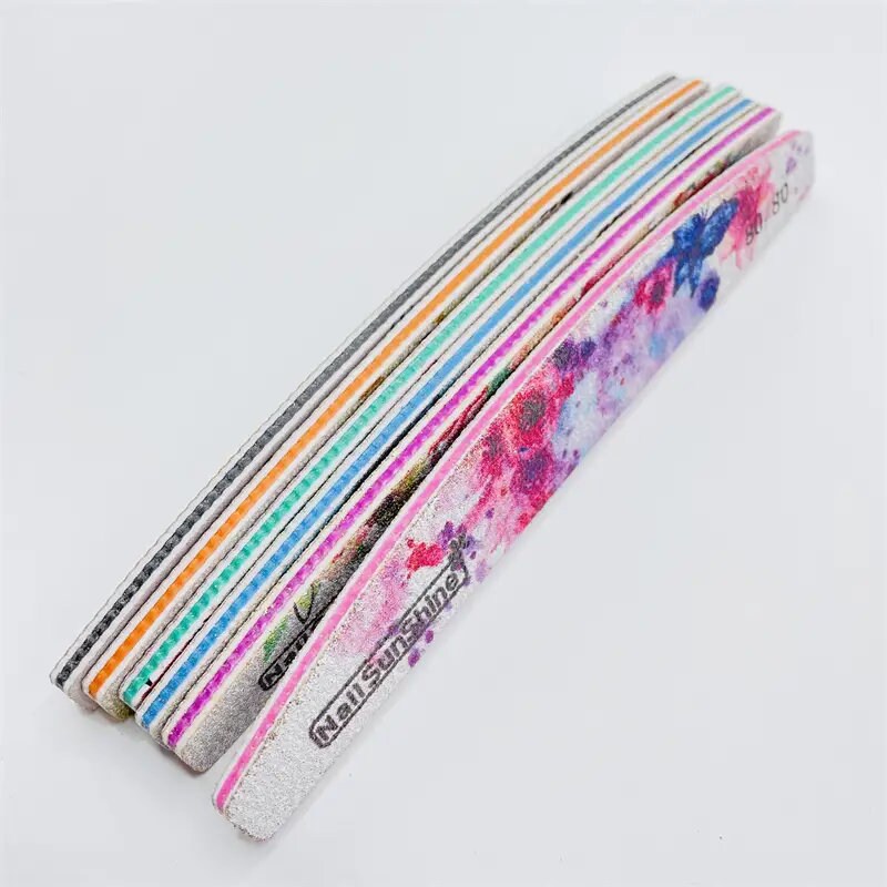 6 Pcs Different Grit Nail Files And Buffers | Flower Pattern Emery Board | 80-320 Grit Professional Manicure Tools For Home And Salon Use