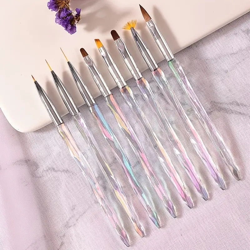 Nail Art Brushes | 8 Pcs Nail Brushes For Nail Art With Nail Liner Brush And Nail Dotting Pens For Home Use And Professional Nail Salon
