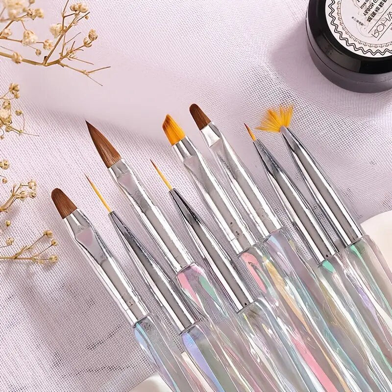 Nail Art Brushes | 8 Pcs Nail Brushes For Nail Art With Nail Liner Brush And Nail Dotting Pens For Home Use And Professional Nail Salon