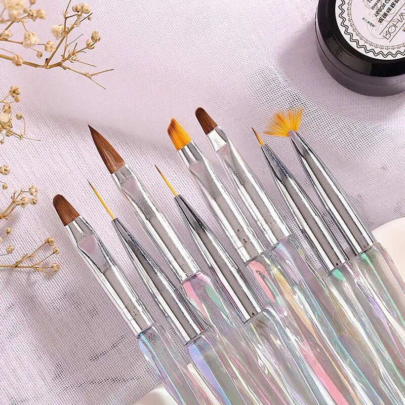 Nail Art Brushes | 8 Pcs Nail Brushes For Nail Art With Nail Liner Brush And Nail Dotting Pens For Home Use And Professional Nail Salon