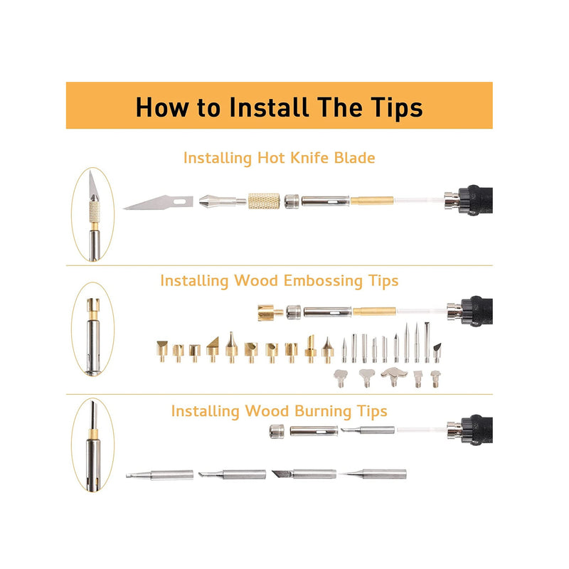 Wood Burning Kit | CAMUSBR 65 Pieces Wood Burner Kit with LCD Digital Display and Adjustable Temperature Wood Burning Pen