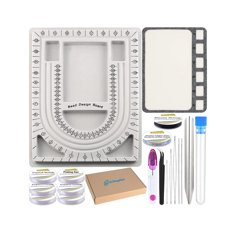 EuTengHao Bead Design Boards Mats with Bead Scoop Soft Stable Beading Mat Jewelry String Beading Needles Jewelry Organizer Tray