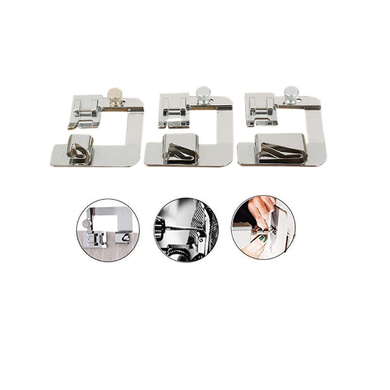 6Pcs Rolled Hemming Presser Foot Adjustable Wide Rolled Hem Foot with  Narrow Foot Hemmer Set for All Low Shank Sewing Machine