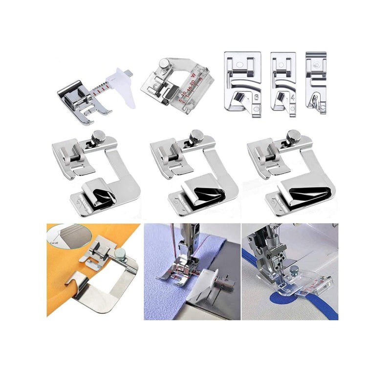 Windman Sewing Hemming Set Includes 3Pcs Wide Hem Foot | 3 Pcs Narrow Rolled Hem Presser Feet