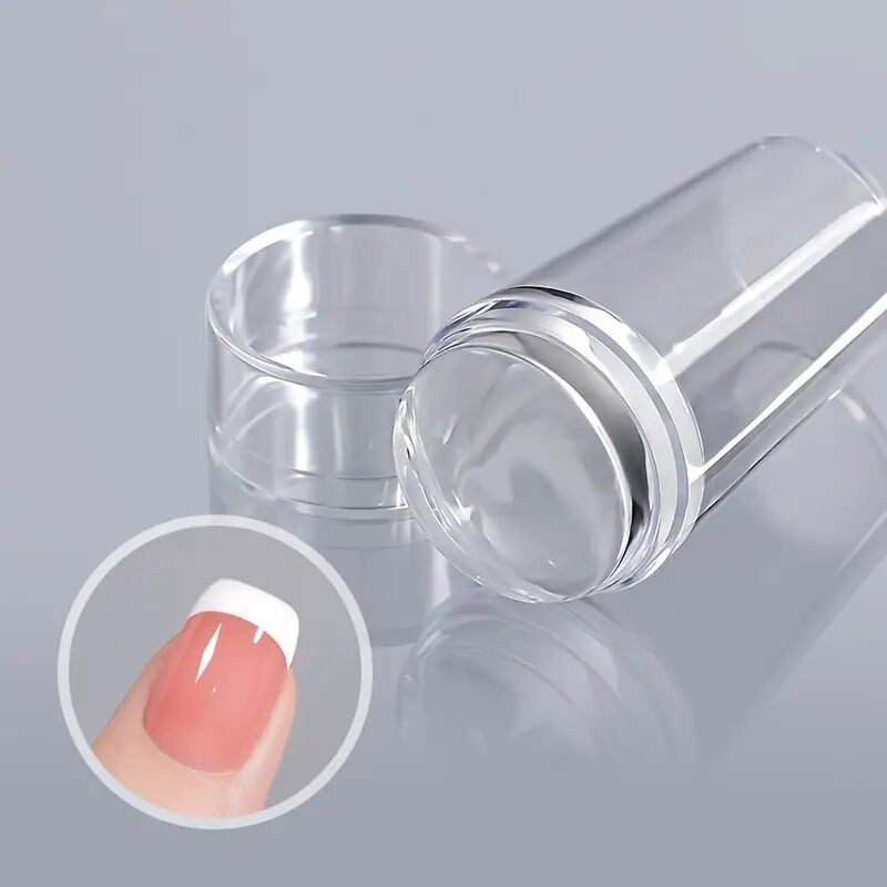 1 Pcs Silicone Transparent Nail Art Stamping Kit | French Manicure Plate Stamp Template Seal