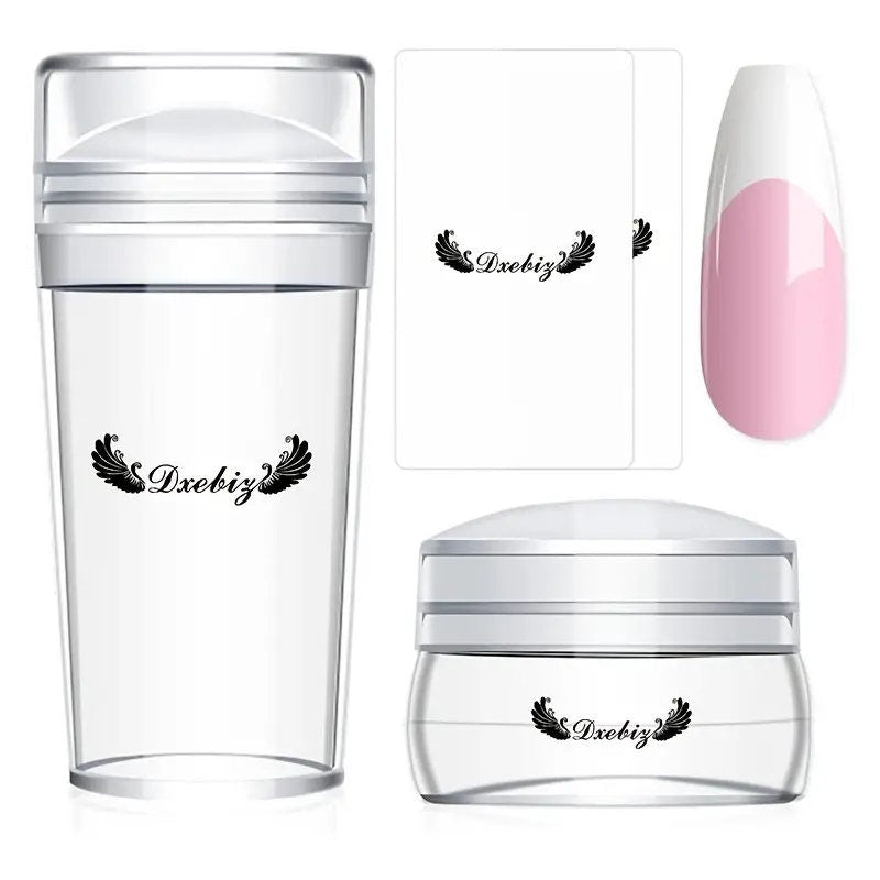 Nail Art Stamper | Clear Silicone Stamping Jelly With Scraper | Transparent Visible Body | No Misplacement For DIY Nail Decoration