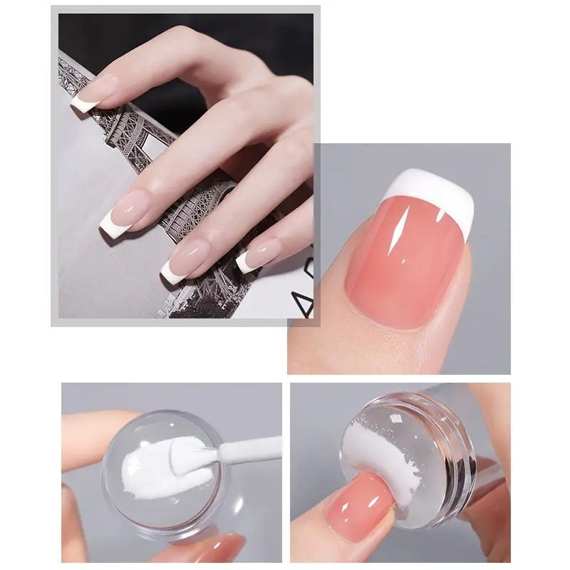 1 Pcs Silicone Transparent Nail Art Stamping Kit | French Manicure Plate Stamp Template Seal