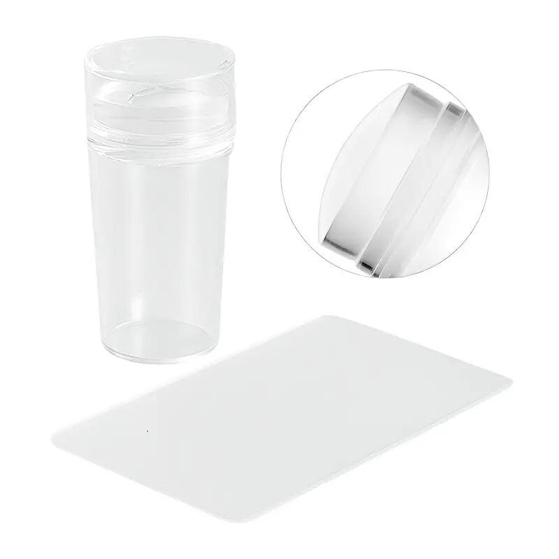 1 Pcs Silicone Transparent Nail Art Stamping Kit | French Manicure Plate Stamp Template Seal