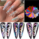 32 Pcs Butterfly Reflections Nail Stickers Holographic Fire Flame Nail Art Decals For Nail DIY Decoration