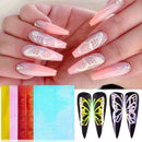 32 Pcs Butterfly Reflections Nail Stickers Holographic Fire Flame Nail Art Decals For Nail DIY Decoration