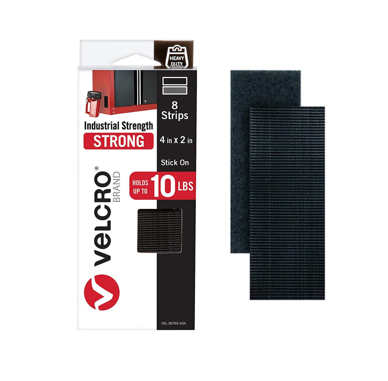2 x 4 inch - 15 Sets - Adhesive Square Hook and Loop Tape - Heavy Duty Strips - Sticky Back Fastener, Black