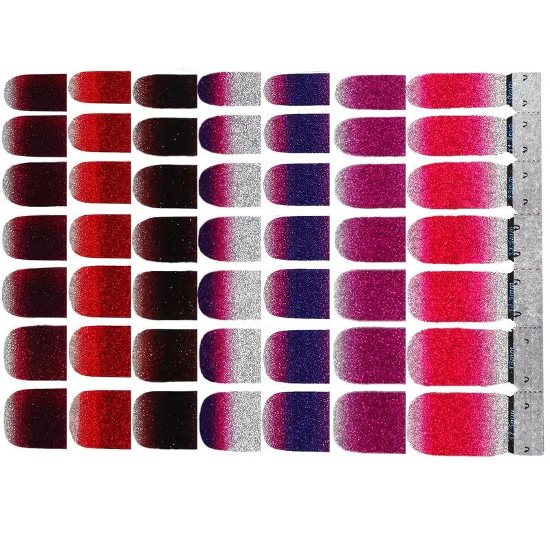 7 Pcs Gradient Color Glitter Powder Nail Sticker Sheets Set For Nail Art Design | Women Home DIY And Salon