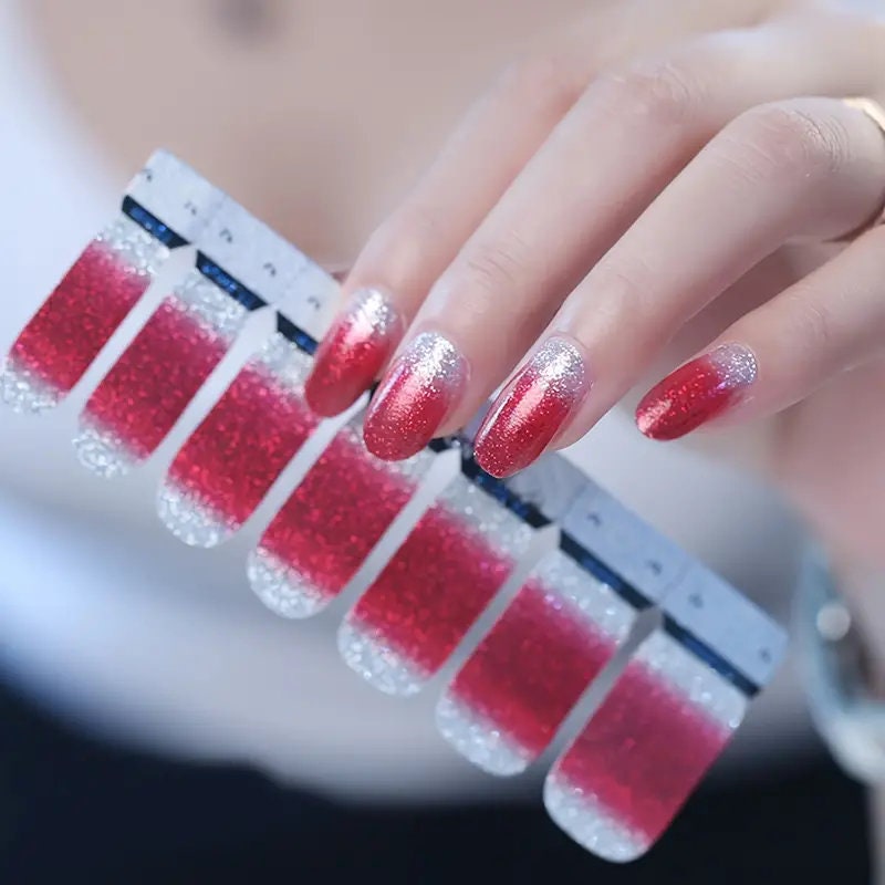 7 Pcs Gradient Color Glitter Powder Nail Sticker Sheets Set For Nail Art Design | Women Home DIY And Salon