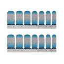 Blue Silvery Gradient Color Nail Stickers | Glitter Full Wraps Polish Stickers Decal Strips |Self-Ashesive Nail Sticker Sets For Women Girls