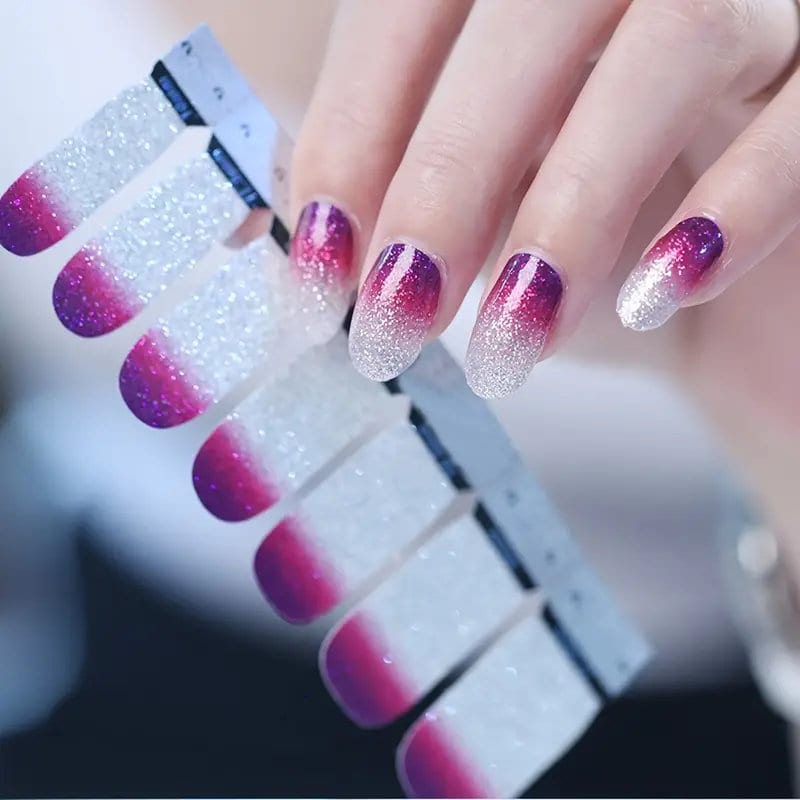 7 Pcs Gradient Color Glitter Powder Nail Sticker Sheets Set For Nail Art Design | Women Home DIY And Salon