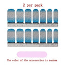 Blue Silvery Gradient Color Nail Stickers | Glitter Full Wraps Polish Stickers Decal Strips |Self-Ashesive Nail Sticker Sets For Women Girls