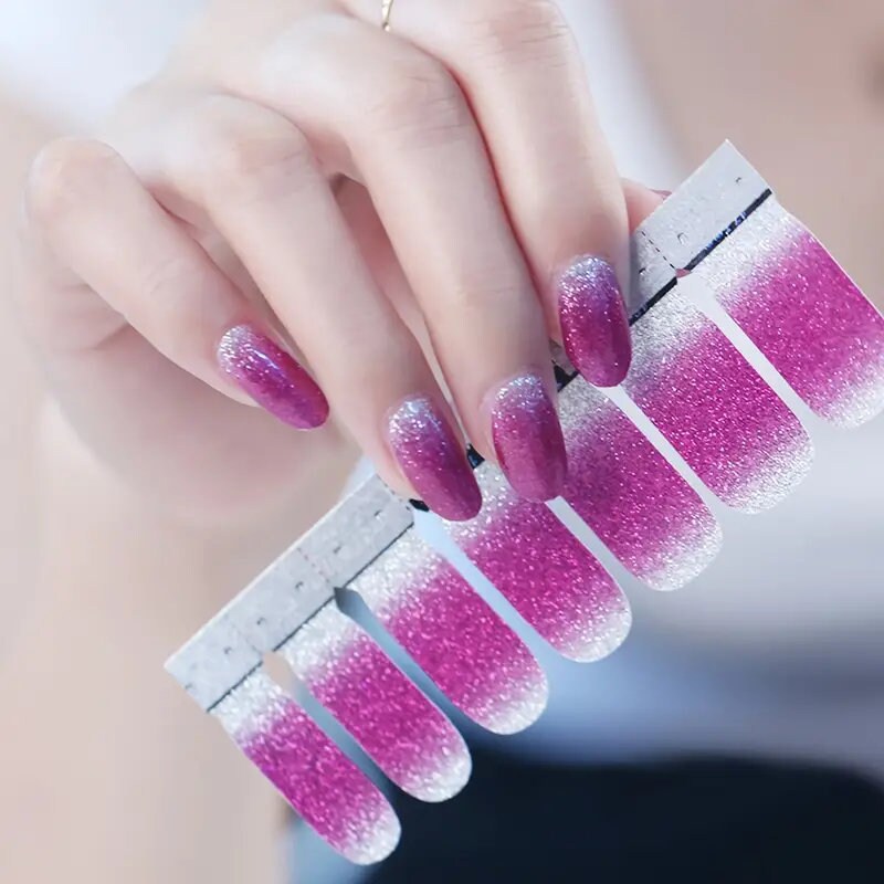 7 Pcs Gradient Color Glitter Powder Nail Sticker Sheets Set For Nail Art Design | Women Home DIY And Salon