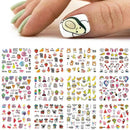 12 Pcs Avocado Nail Stickers Cute Cartoon Transfer Sliders For Nails Dog Cat Water Decals Anime Tatto For Manicure