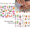 12 Pcs Avocado Nail Stickers Cute Cartoon Transfer Sliders For Nails Dog Cat Water Decals Anime Tatto For Manicure