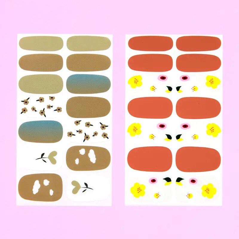 6 Sheets Nail Polish Strips Fresh Style Self-Adhesive Stick On Nail Stickers Full Nail Wraps For Women Nails