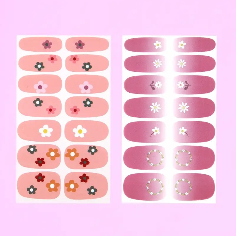 6 Sheets Nail Polish Strips Fresh Style Self-Adhesive Stick On Nail Stickers Full Nail Wraps For Women Nails